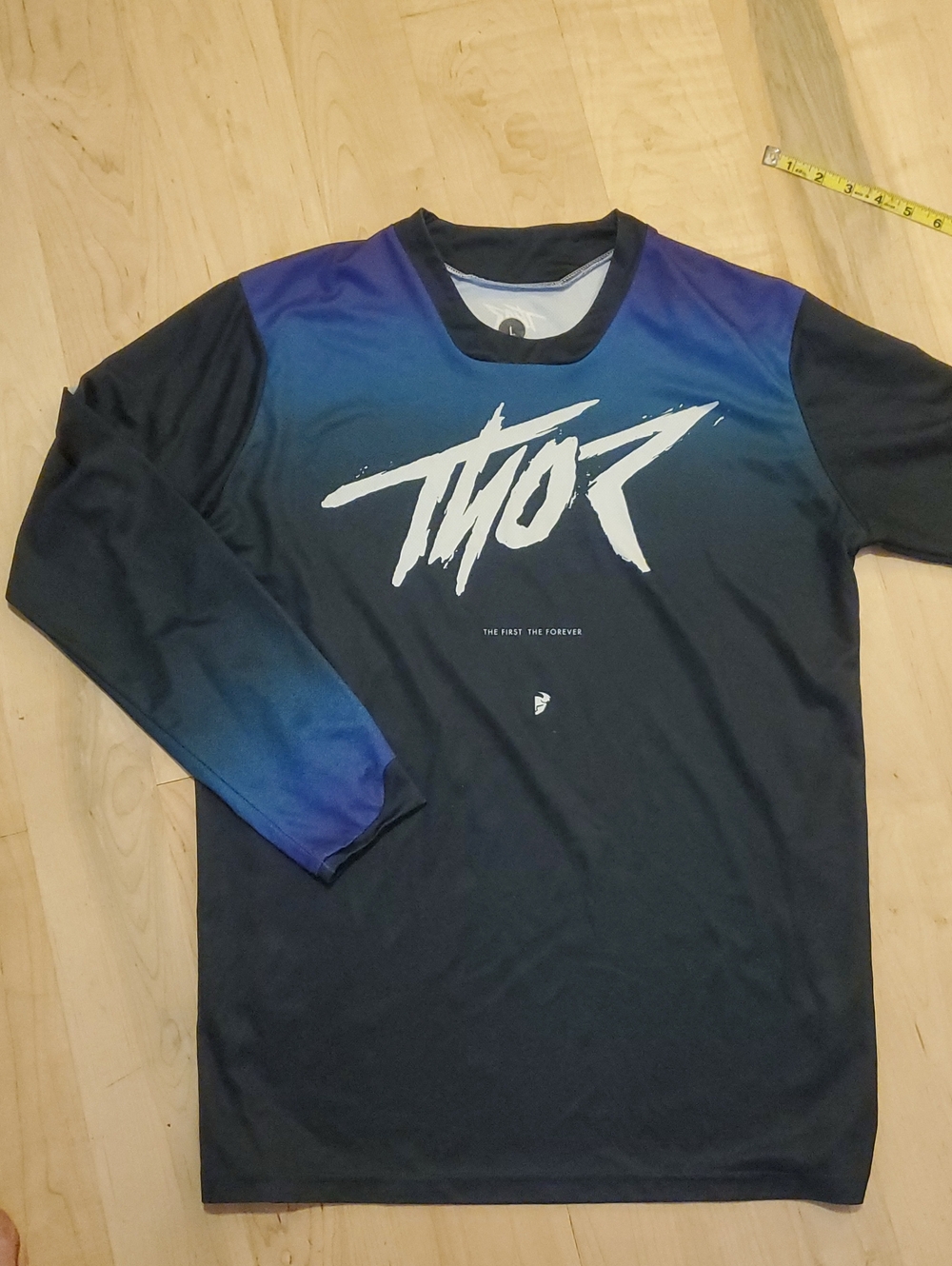 thor Men’s Long Sleeve  Motocross Jersey - Black with Blue/Purple Gradient